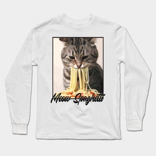 Cat Eating Spaghetti Long Sleeve T-Shirt